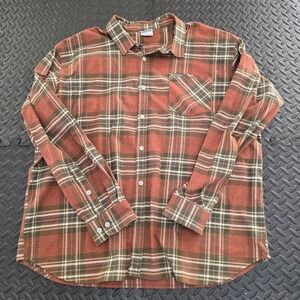 Columbia Sportswear Mens XXL Plaid Flannel Button Down Shirt Brown Long Sleeve